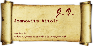 Joanovits Vitold névjegykártya